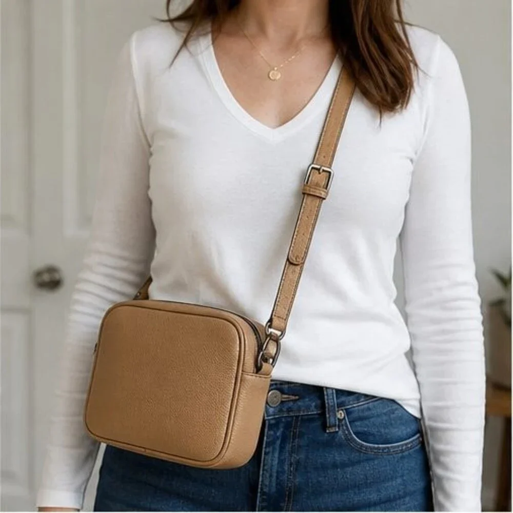 Brown Quilted Crossbody Bag